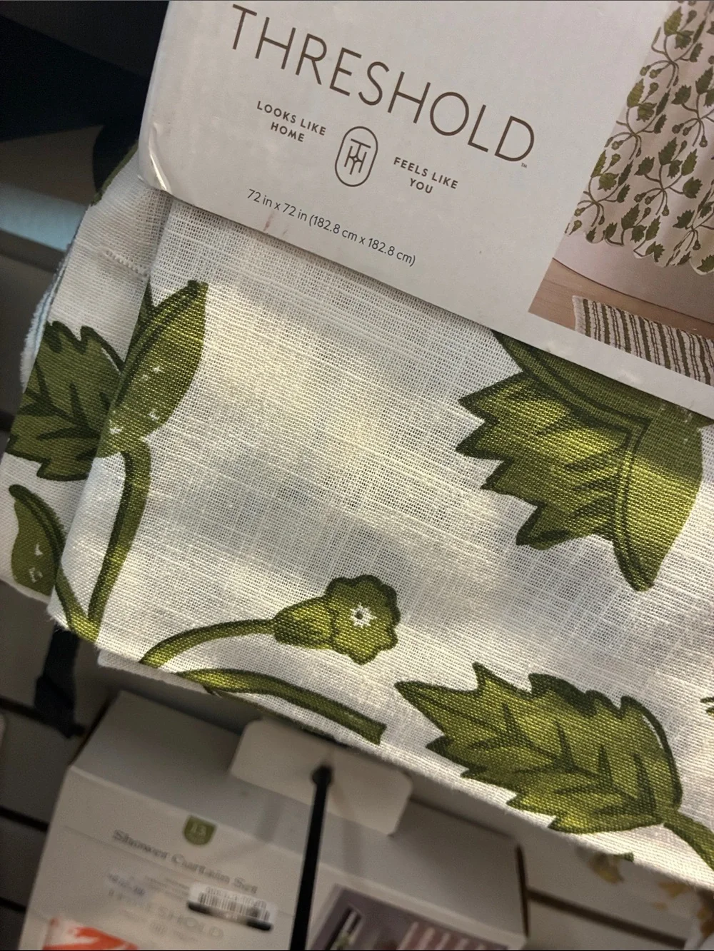Threshold Green Leaf Cotton Shower Curtain Panel